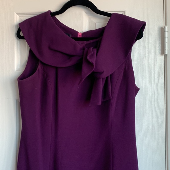 Anne Klein Sleeveless Purple Dress with Collar Knot Detail - Picture 4 of 7